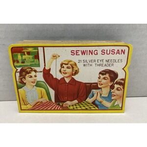 Sewing Susan Vintage Needle Book with Original Owners Advertising and 14 Needles